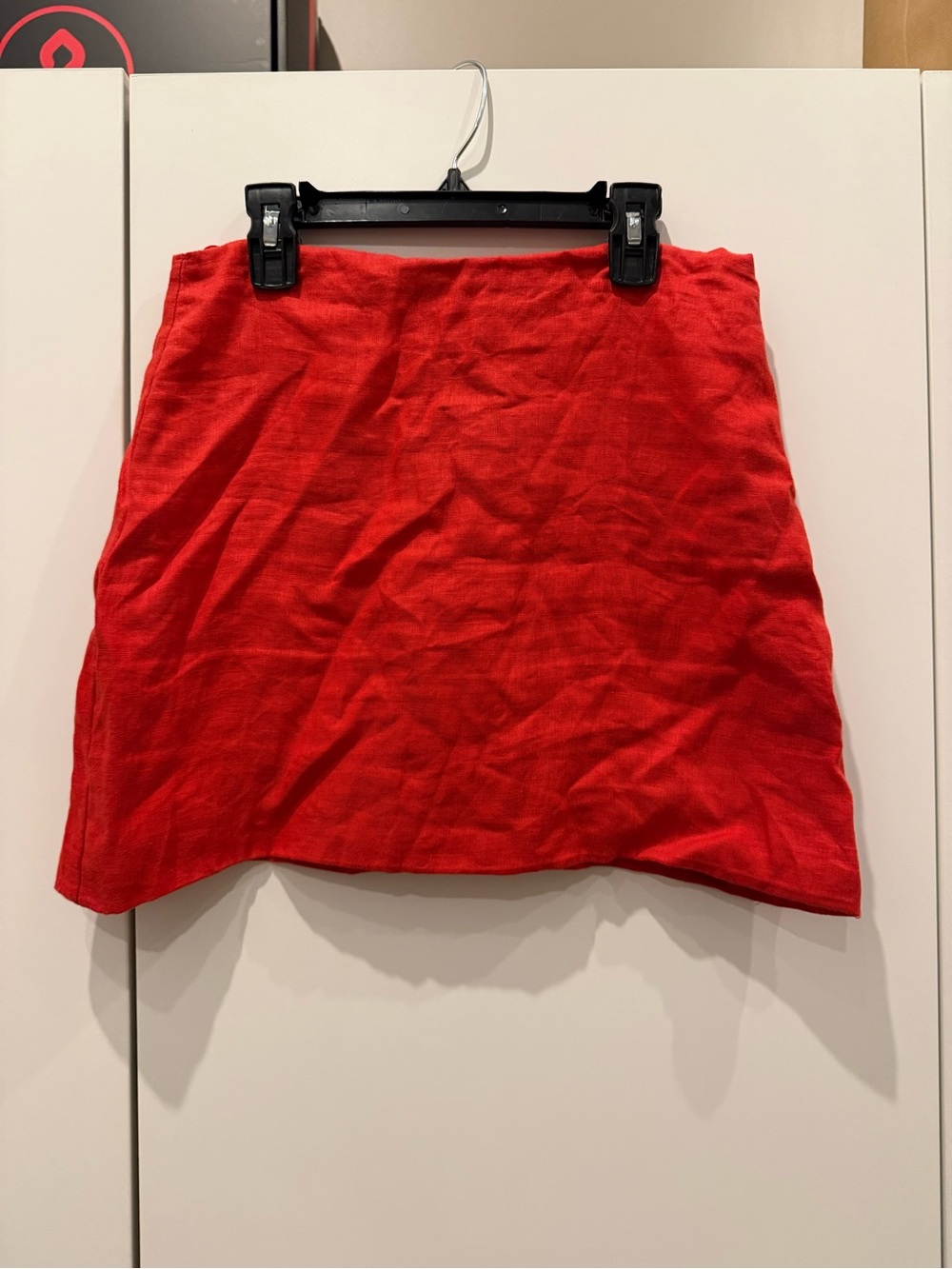 Linen Red Women’s Mini Skirt - Classic Straight Cut